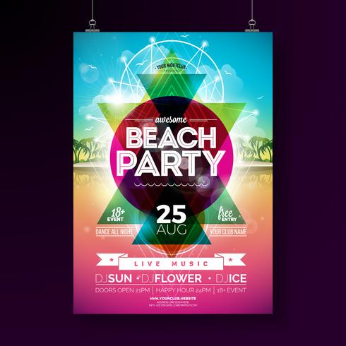 diseño de flyer fiesta de playa de verano vector