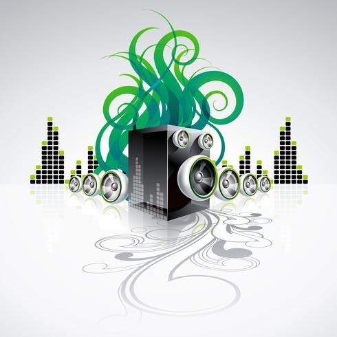 Abstract vector shiny background with speakers and design elements.