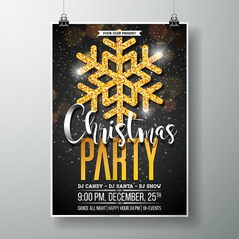 Merry Christmas Party Poster Design Template vector