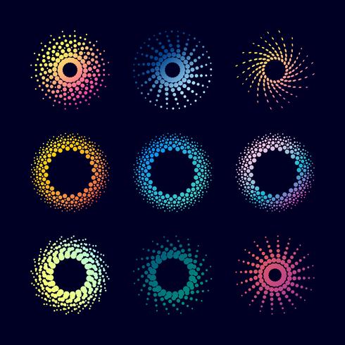 Set Halftone gradient dots circle. vector