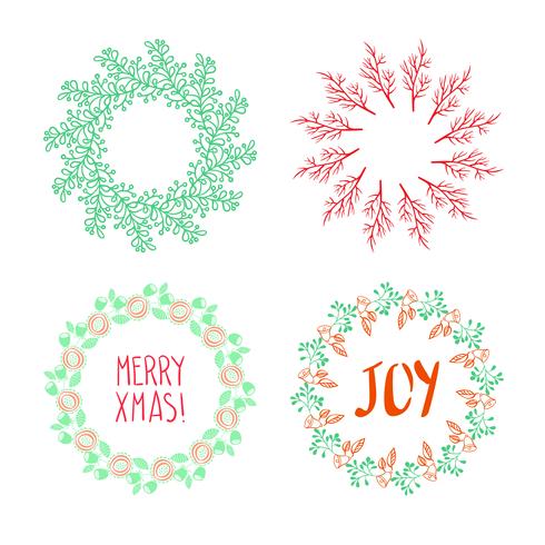 Christmas wreath drawn.  vector