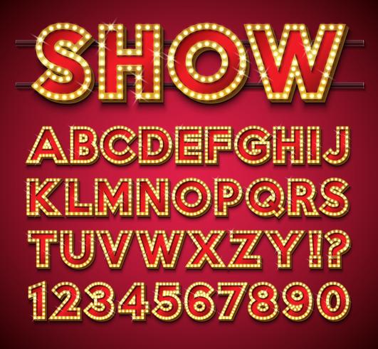 Light Bulb Alphabet on red background vector