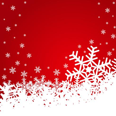 Christmas illustration with snowflakes on red background. vector