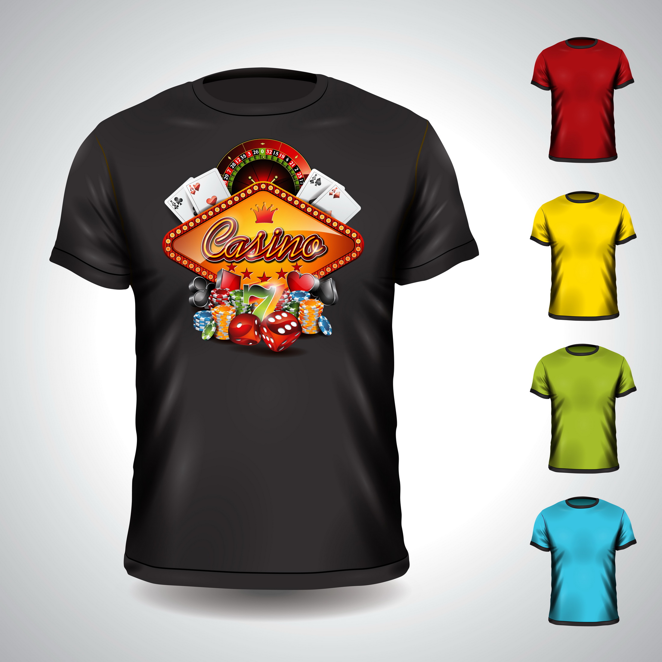 Vector t-shirt set on a casino holiday theme with gambling elements. - Download Free ...2200 x 2200