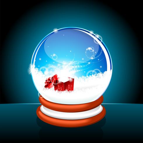 Christmas illustration with snow globe against. vector