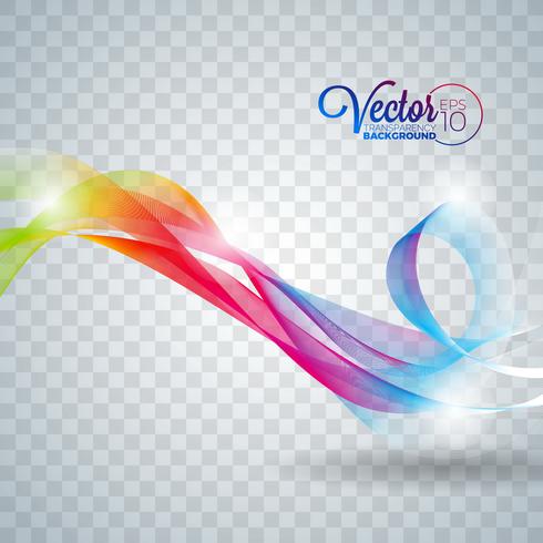 Diseño de la onda del color del vector que fluye elegante en fondo transparente.