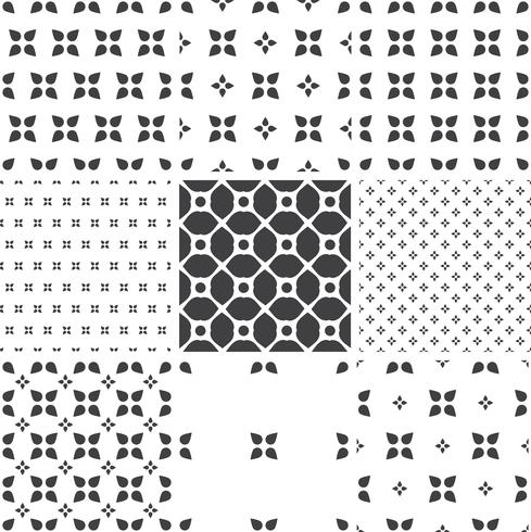 Set of monochrome geometric seamless universal patterns, tiling.   vector