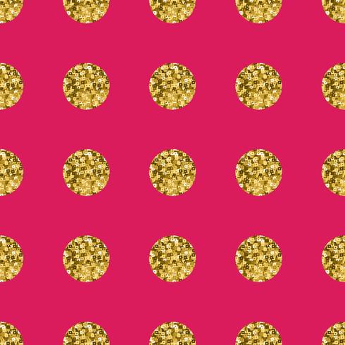 Pattern polka dot gold  on pink background.  vector