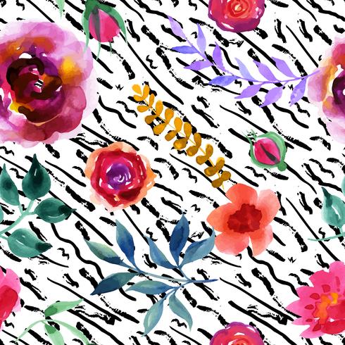 Hand drawn painted seamless pattern. vector