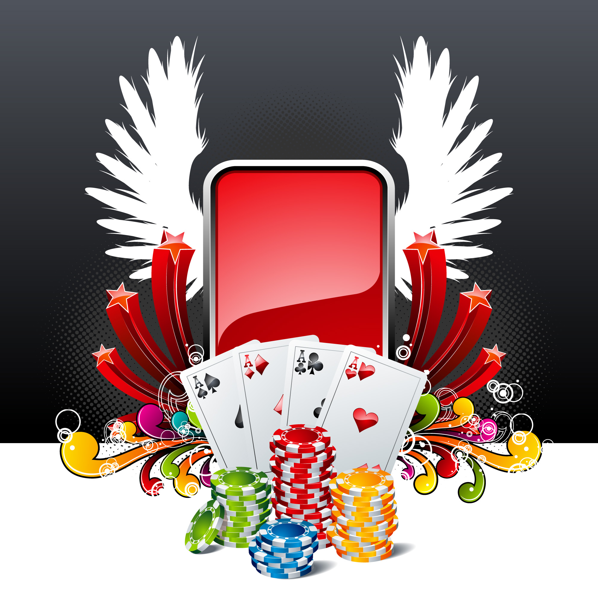 Vector illustration on a casino theme with playing cards and poker
