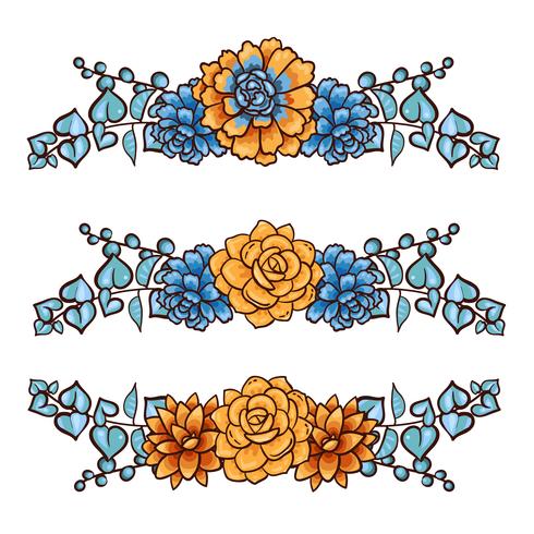 Decorative floral element of succulents vector