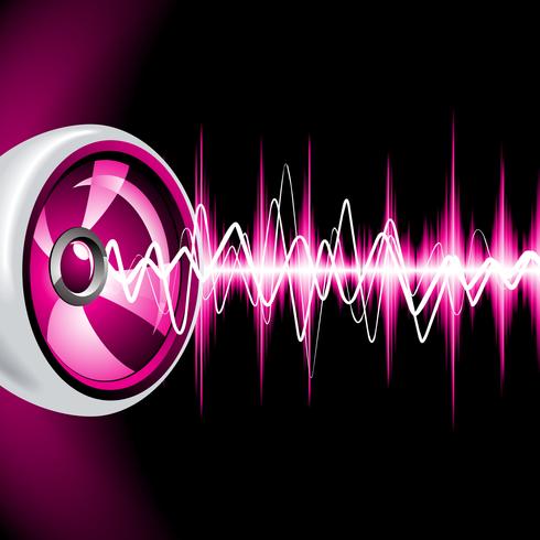 Abstract vector shiny background with speakers and sound waves.