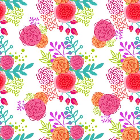 Bright pink roses  seamless pattern vector