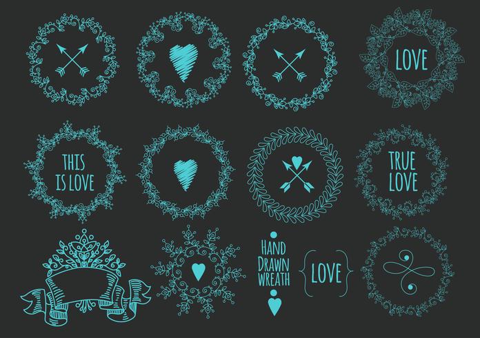 Collection of handdrawn laurels and wreaths.  vector