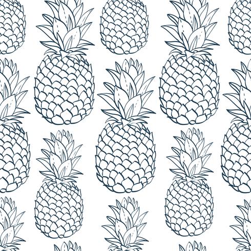 Exotic seamless pattern with silhouettes tropical fruit pineapples. vector