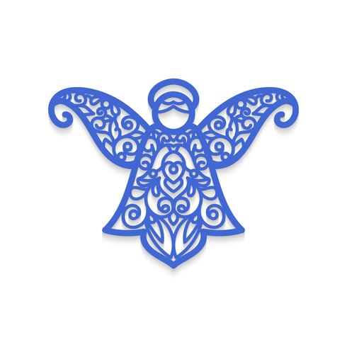 Christmas angel with pattern. Laser cutting template for greeting cards. vector