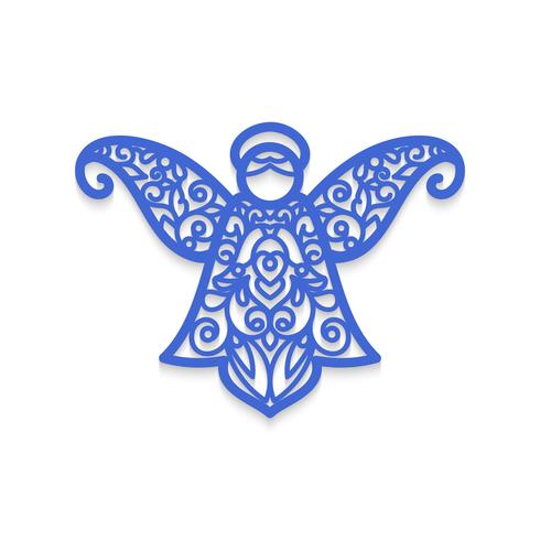 Christmas angel with pattern. Laser cutting template for greeting cards. vector