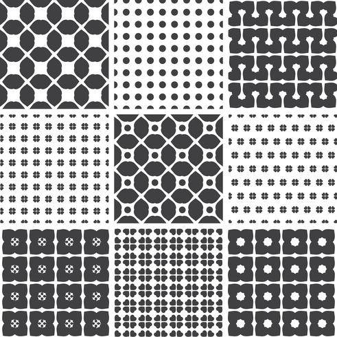Set of monochrome geometric seamless universal patterns, tiling.   vector