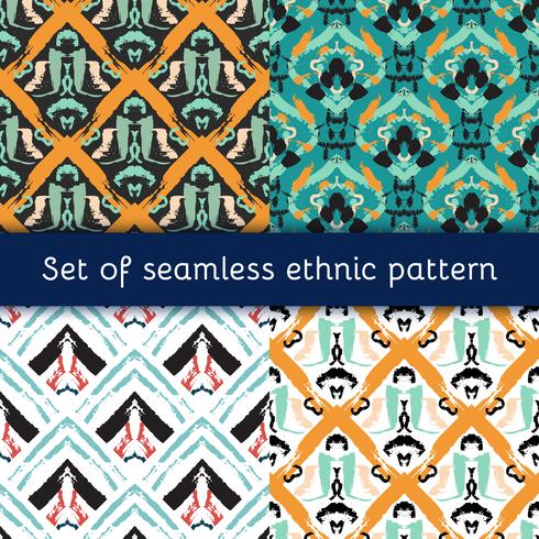 Set Hand drawn painted seamless pattern. vector