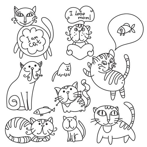 Conjunto de gatos lindos vector