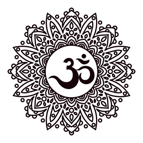 Om or Aum Indian sacred sound, original mantra, a word of power. vector