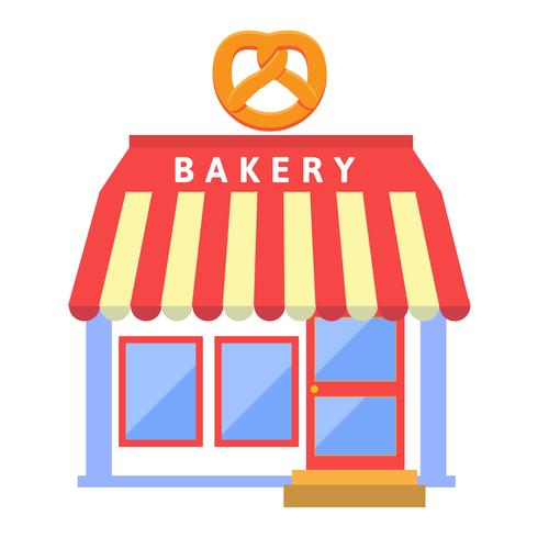 Panaderías en tienda de estilo plano o edificio de tienda vector
