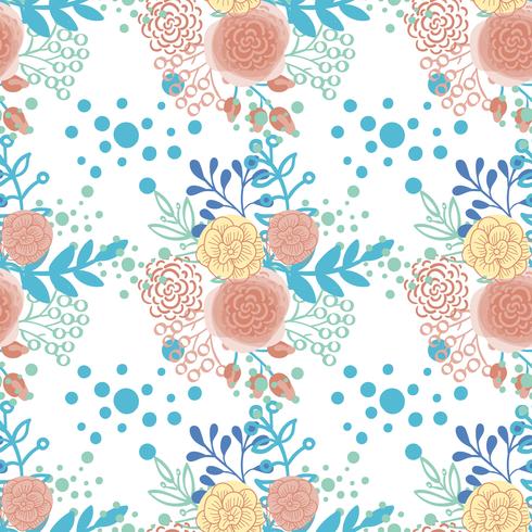 Vintage seamless pattern  hand drawn flowers  vector