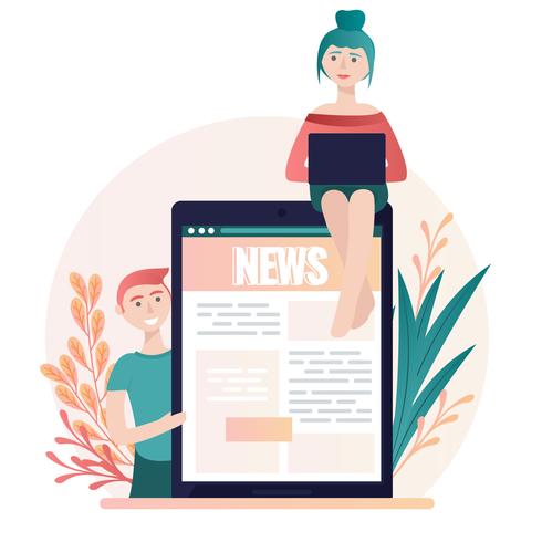 Vector ilustración de noticias en línea