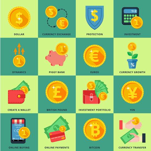 Currency exchange in the banking system vector