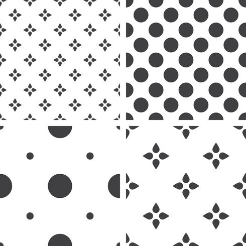 Set of monochrome geometric seamless universal patterns, tiling.   vector