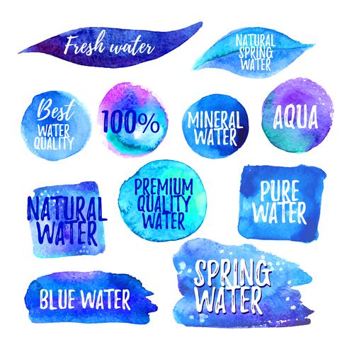 Set of water labels vector