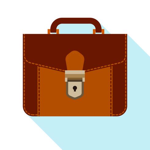 Icono maletín, portafolio de cuero, diseño plano. vector