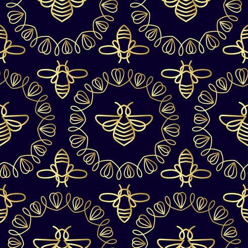 Seamless pattern with Bee vector
