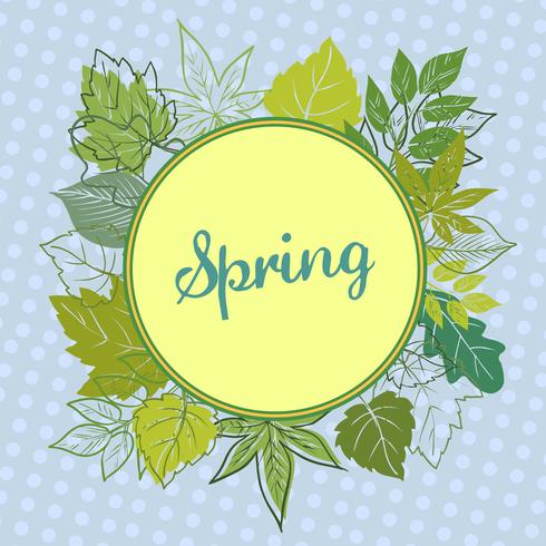 frame of spring leaves vector