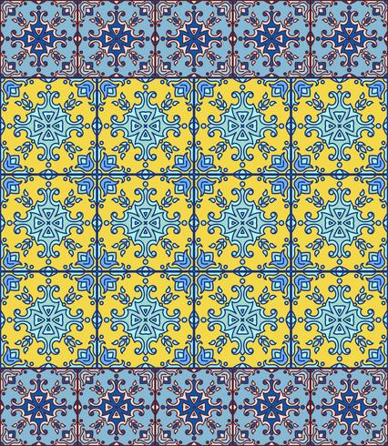 Portuguese azulejo tiles. Blue and white gorgeous seamless patte vector