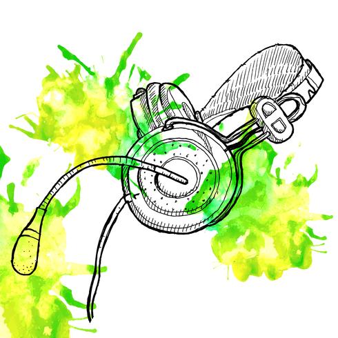 Boceto de auriculares vector