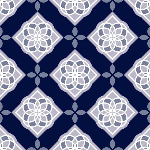 Portuguese azulejo tiles. Blue and white gorgeous seamless patterns.  vector