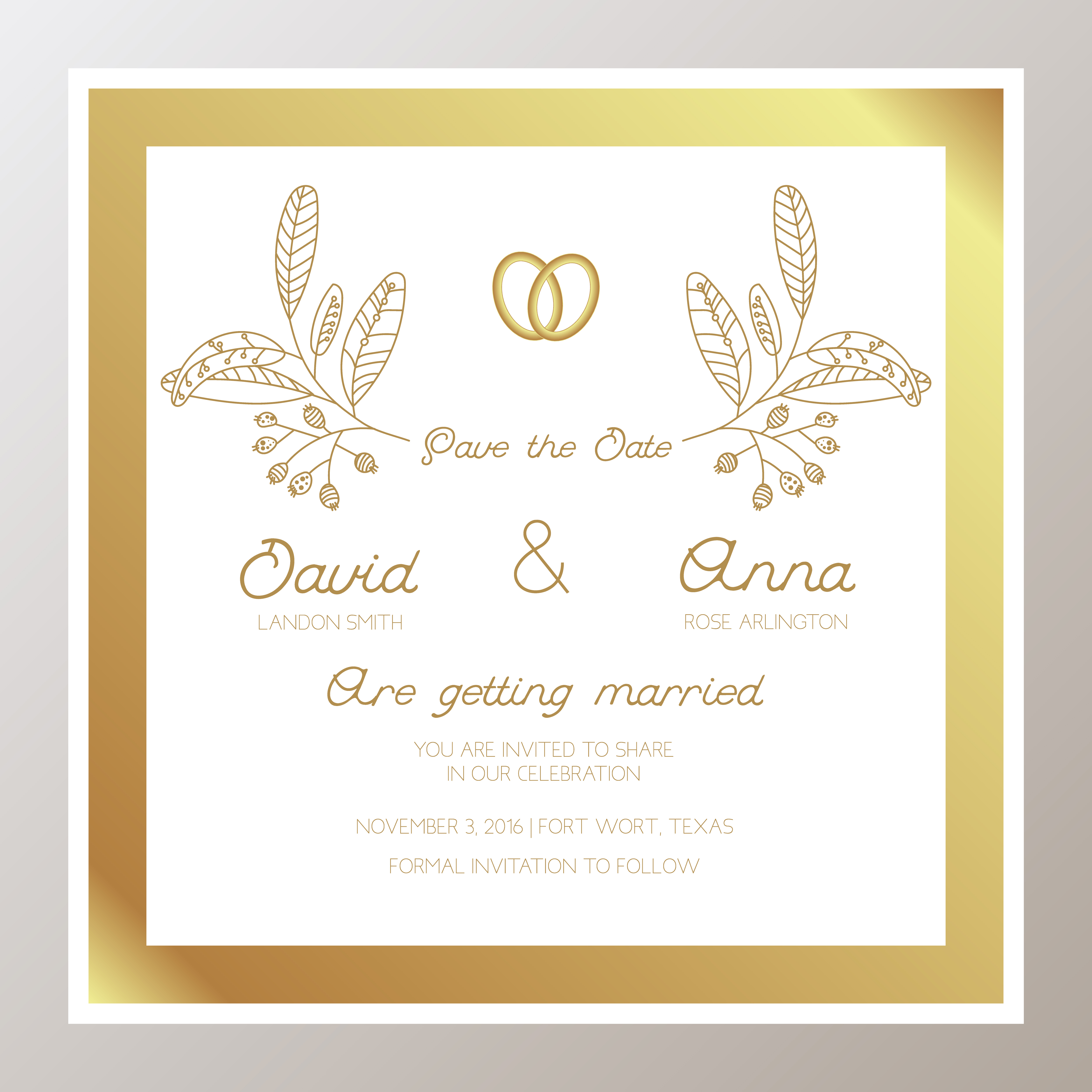 Invitación de boda romántica con anillos de oro. 347799 Vector en Vecteezy