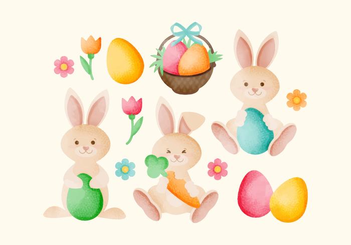 Vector Hand Drawn Easter Bunnies