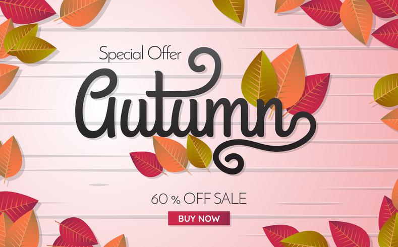 otoño venta plantilla banner vector de fondo