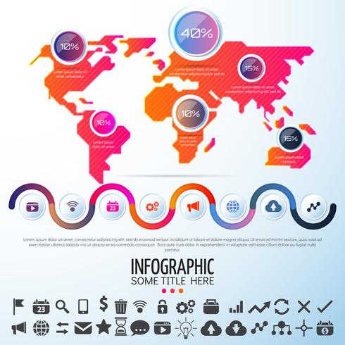 Mapa del mundo infografía plantilla de diseño vector