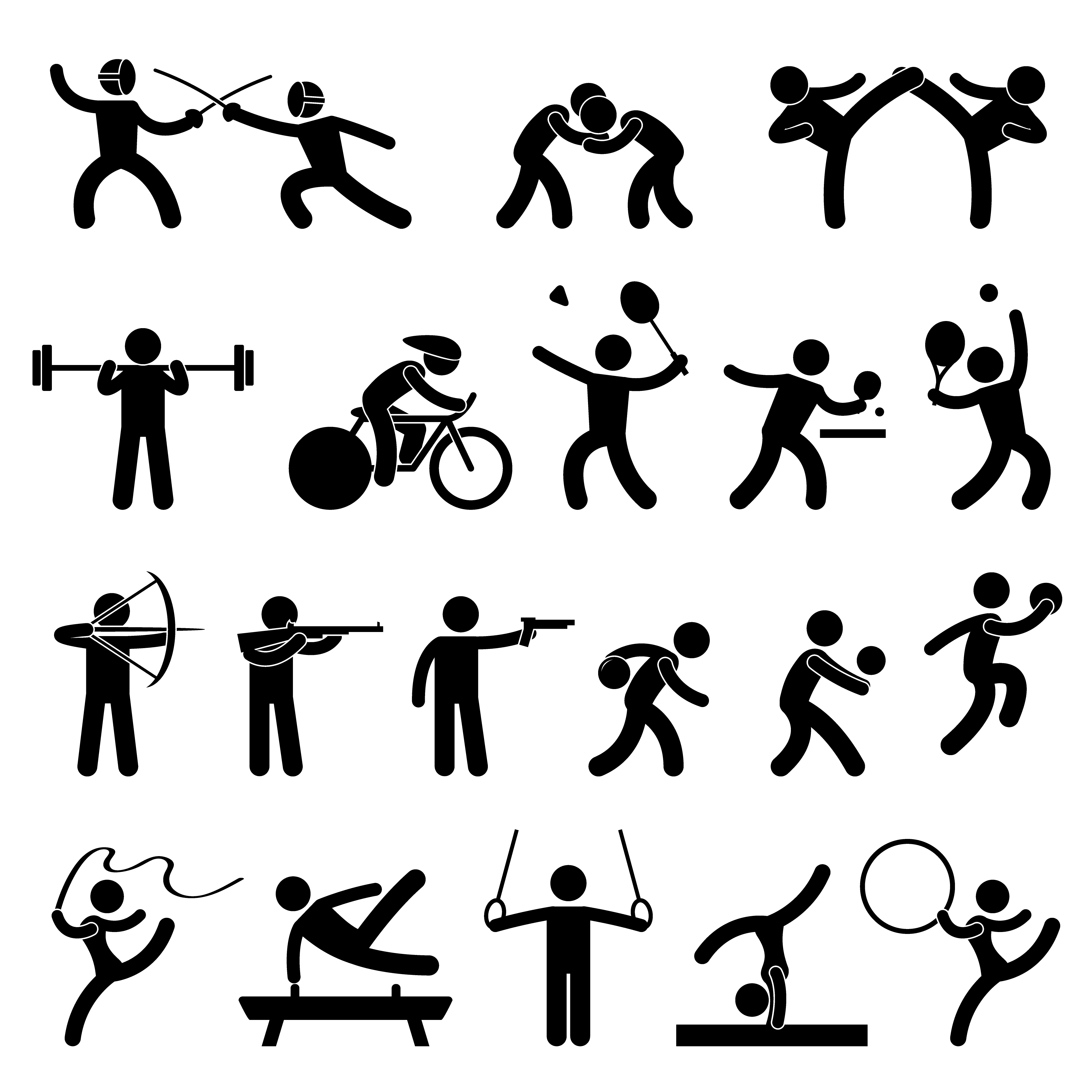 Download the Indoor Sport Game Athletic Set Icon Symbol Sign Pictogram. 