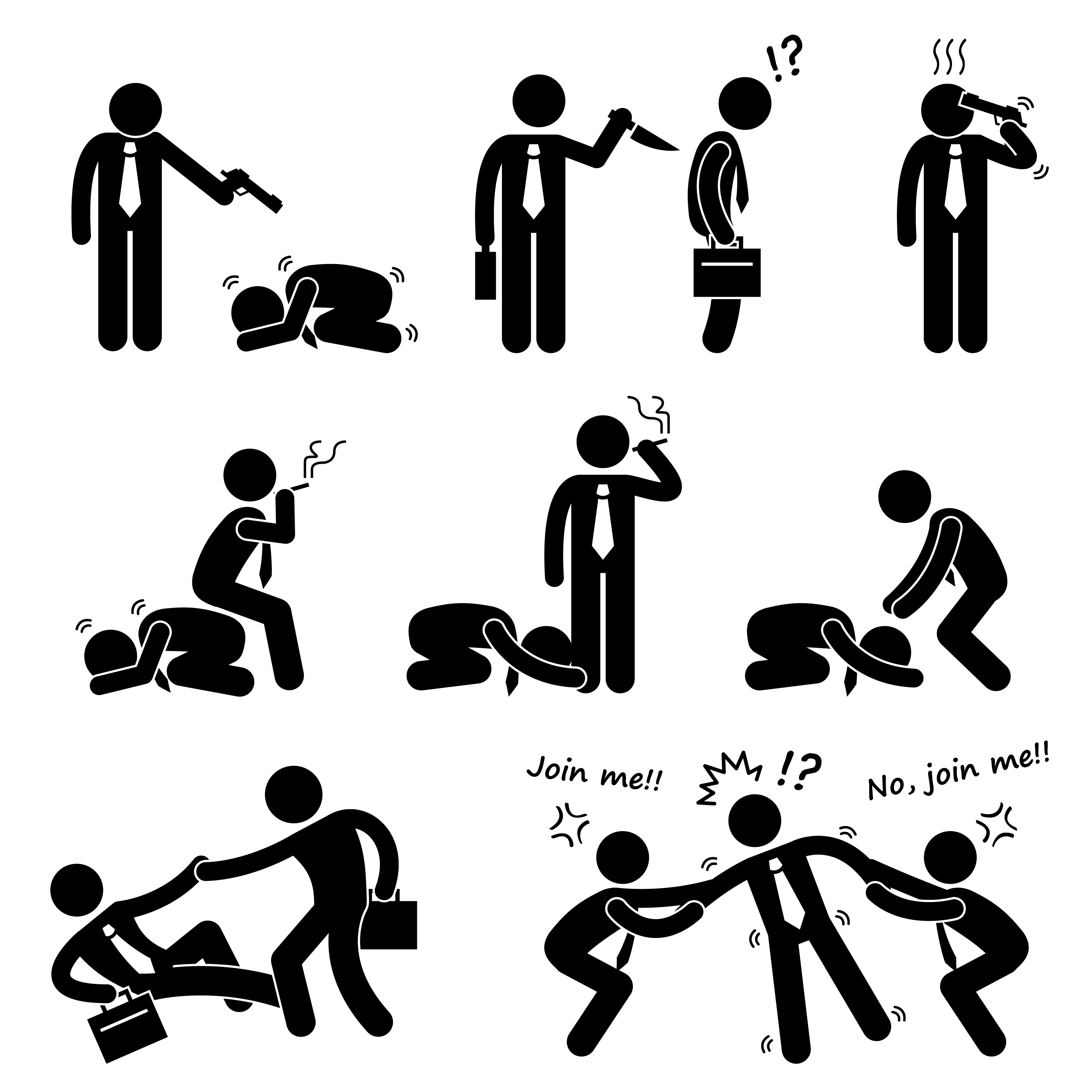 Business Bullying Backstab Competition Stick Figure ...