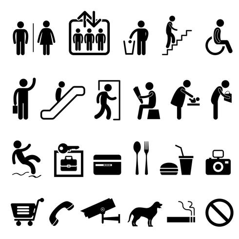 Public Sign Shopping Center Building Icon Symbol. vector