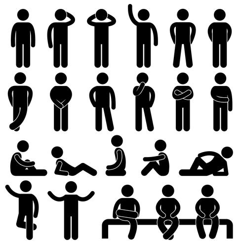 Man Basic Posture Icon Sign Symbol Pictogram. vector