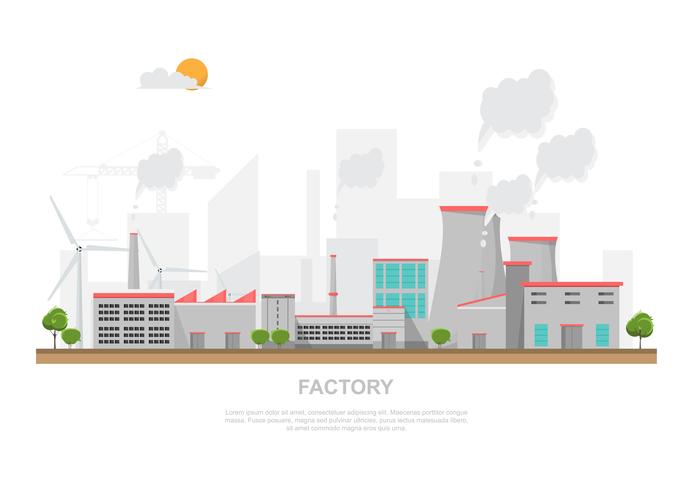 Industrial factory in a flat style. vector