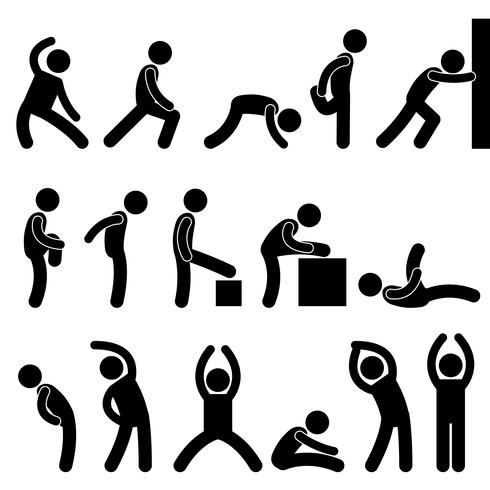 Man Athletic Exercise Stretching Symbol Pictogram Icon. vector