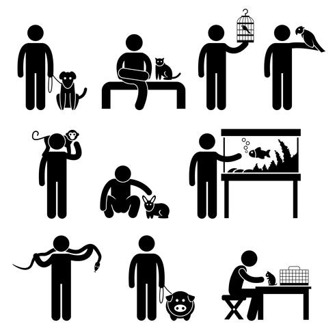 Human and Pets Pictogram. vector