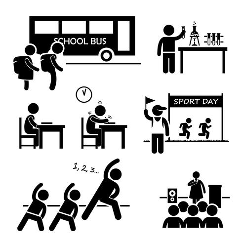 School Activity Event for Student Stick Figure Pictogram Icon Clipart. vector