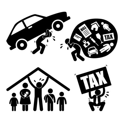 Man Family Financial Problem Burden Stress Pressure Depression Icon Symbol Sign Pictogram. vector